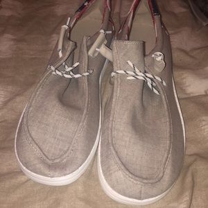 Mens red white and blue stripped slip on shoes